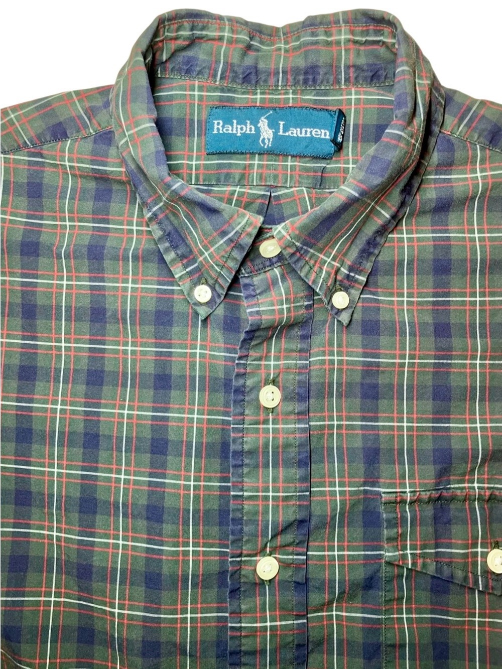 Ralph Lauren Plaid Long Sleeve Button Down in Blue/Green/Orange Men’s L